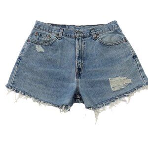 Levi's 560 Vintage Women's Cutoff Denim Shorts Distressed and Frayed Hem Size 12